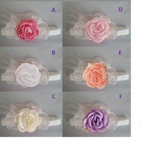 Ivory Pink floral Easter headband bow birthday hair photoshoot flower peach